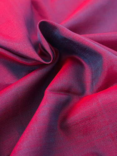 ShopNaya Exclusive | Handwoven | Cotton Saree | No Blouse | Red & Black | Dual Shade | Handloom Mark | Ships from California